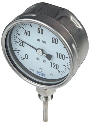 Exemplary representation: Vertical bimetal thermometer without thermowell, chemical version
